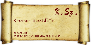 Kromer Szolón névjegykártya